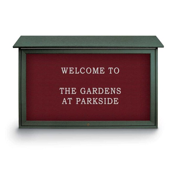 Indoor Enclosed Combo Board, 42"x32", Satin Frame/Green & Cork